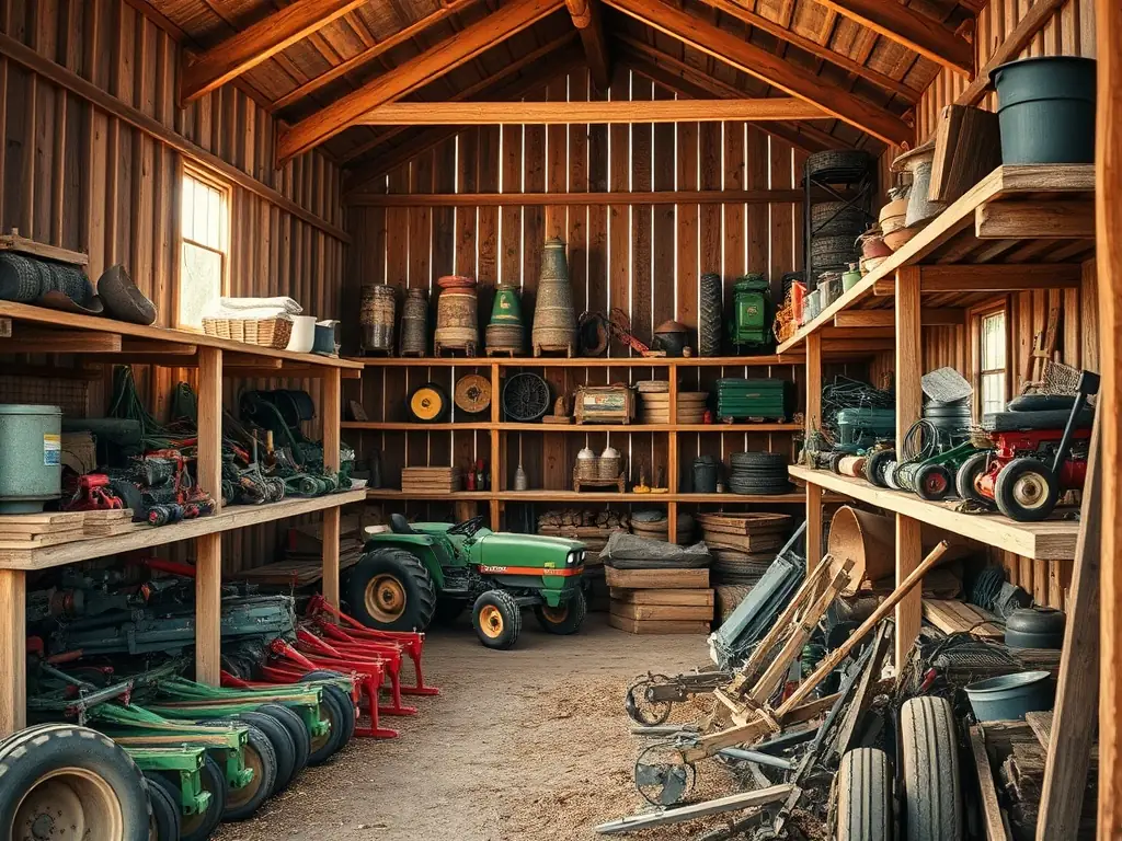 A detailed photograph showcasing a heritage exhibition at AS MUSEE MACH AGR DE AGRI ART RUR NEUVIC, featuring vintage agricultural machinery and tools, with visitors observing and interacting with the displays.